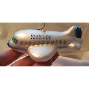 Mercury Glass Jet Airplane Plane Ornament Bronner's Personalized JACK